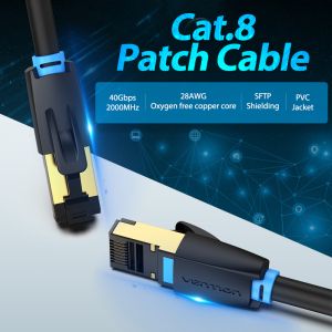 Cablu Vention LAN SFTP Cat.8 Patch Cable - 1M Negru 40Gbps - IKABF