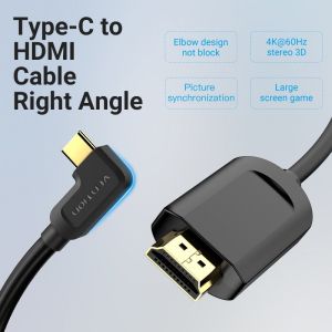 Cablu Vention Tip-C la HDMI Cablu unghi drept 1,5M negru - CGVBG