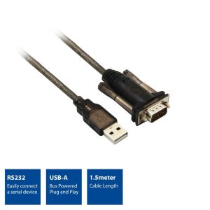 Cablu convertor ACT Ewent AC6000, USB-A tată - Port serial D-sub 9-pini tată, 1,5 m, Negru