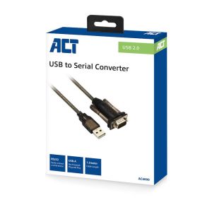 Cablu convertor ACT Ewent AC6000, USB-A tată - Port serial D-sub 9-pini tată, 1,5 m, Negru