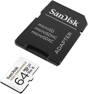 Card de memorie SANDISK High Endurance micro SDXC UHS-I, U3, Adaptor SD, 64 GB, clasa 10, 100 Mb/s