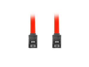 Cablu Lanberg SATA DATA II (3GB/S) Cablu F/F 30cm cleme metalice, rosu