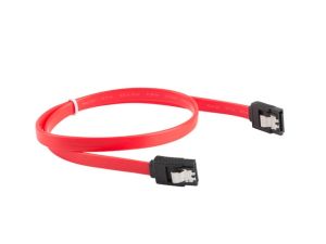 Cablu Lanberg SATA DATA II (3GB/S) Cablu F/F 30cm cleme metalice, rosu