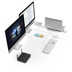 Stație de andocare 10 în 1 HAMA Connect2Office Pro, USB-A, USB-C (PD), HDMI, DisplayPort, LAN/Ethernet, gri