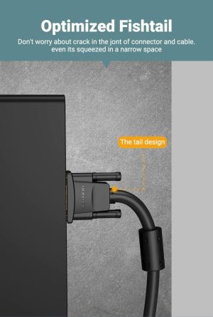 Cablu cablu monitor Vention VGA HD15 M / M 1,5 m placat cu aur, 2 ferite - DAEBG