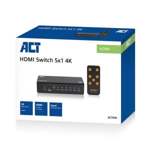 Comutator HDMI ACT AC7840, 5/1, 3D, 4K@30Hz, negru