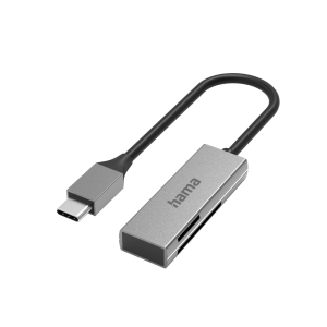 Cititor de carduri HAMA, USB-C, USB 3.0, SD/microSD, Argintiu