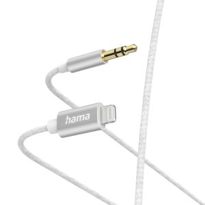 Cablu audio HAMA, Lightning mascul - jack 3,5 mm mascul, 1,0 m, Alb