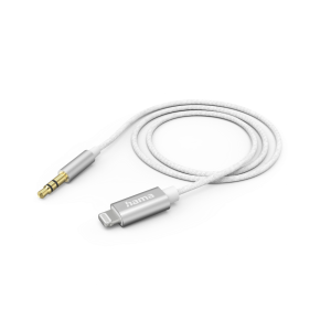 Cablu audio HAMA, Lightning mascul - jack 3,5 mm mascul, 1,0 m, Alb
