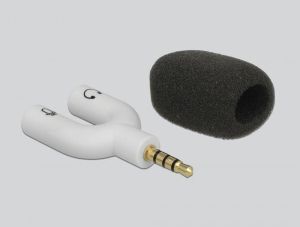 Microfon DeLock 65893, pentru smartphone/tabletă, mufă stereo de 3,5 mm cu 4 pini 90°, argintiu