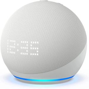 Difuzor inteligent portabil Amazon Echo Dot 5, asistent vocal, Alexa, ceas, alb