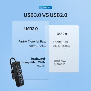 Orico HUB USB3.1 Type-C 4 port - 4 x USB3.0 Black - PW4U-C3-015-BK