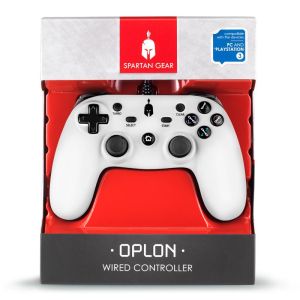 Gamepad cu fir Spartan Gear Oplon, pentru PC și PS3, alb