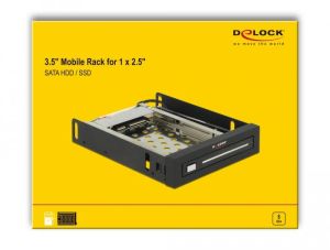 Sertar Delock 3.5″, pentru 1 x 2.5″ SATA HDD / SSD, negru