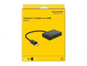 Splitter DeLock, DisplayPort 1.2 tată - 2 x HDMI mamă, Negru