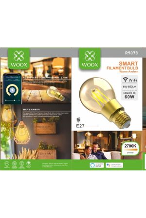 Bec inteligent Woox - R9078 - Bec LED cu filament inteligent WiFi E27, 6W/60W, 650lm