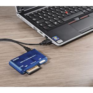 Cititor de carduri HAMA 35 in 1, USB 2.0, Albastru