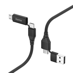 Cablu de încărcare HAMA 4 în 1, USB-C și USB-A - USB-C și Micro-USB, 1,5 m