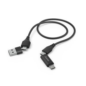 Cablu de încărcare HAMA 4 în 1, USB-C și USB-A - USB-C și Micro-USB, 1,5 m