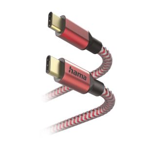 Cablu HAMA Reflective, USB-C tată - USB-C tată, 1,5 m., Roșu
