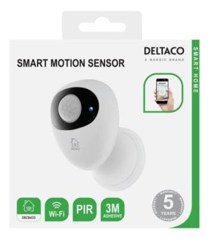 Senzor de mișcare DELTACO SH-WS01, SMART HOME, WiFi 2,4 GHz, alb/negru