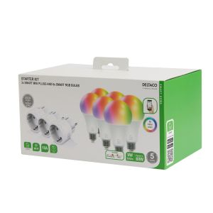 Starter kit DELTACO SMART HOME 3 x mini smart plugs, 6 x RGB LED lights