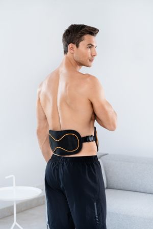 Curea de masaj Beurer EM 39 2 in 1 pentru abdomen si spate; tehnologia EMS; 4 electrozi de contact; 5 programe de formare; intensitate reglabila; circumferinta taliei de 75-130 cm