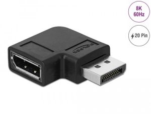 Adaptor Delock, DisplayPort tată - DisplayPort mamă, 90°, 8K 60 Hz, Negru