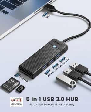 Hub Orico USB3.0 HUB Alb - 3 x USB3.0, SD, TF - PAPW3AT-U3-015-WH