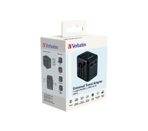 Adaptor Verbatim UTA-02 Adaptor de călătorie universal cu 1 x USB-C PD 20W / 1 x USB-A QC 3.0