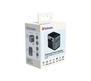 Adaptor Verbatim UTA-03 Adaptor de călătorie universal cu 1 x USB-C PD 30W și QC 3.0 / 2 x USB-C / 2 x USB-A