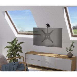 Suport de tavan TV Hama, rotativ, reglabil în înălțime, 400x400, 165 cm (65"), negru