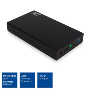 Sertar pentru hard disk ACT AC1405, 3.5", SATA, USB 3.1 Gen1 (USB 3.0), negru