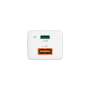 Mini încărcător rapid HAMA GaN, 1x USB-C PD, 1x USB-A QC, 65 W, alb