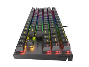 Tastatură Genesis Tastatură mecanică pentru jocuri Thor 303 TKL RGB Lumină de fundal Comutator roșu Aspect SUA Negru