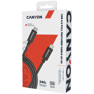CANYON UC-42, ansamblu cablu USB4 TYPE-C la TYPE-C 20G 2m 5A 240W(ERP) cu E-MARK, CE, ROHS, negru