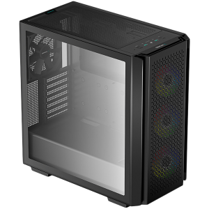 DeepCool CG560, Turn Mid, Mini-ITX/Micro-ATX/ATX/E-ATX, 2xUSB3.0, 1xAudio, 3x120mm ventilatoare ARGB preinstalate + 1x140mm ventilator negru, sticlă securizată, panou plasă, negru