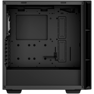 DeepCool CH560, Turn Mid, Mini-ITX/Micro-ATX/ATX/E-ATX, 1xUSB3.0, 1xType-C, 1xAudio, 3x140mm + 1x120mm Ventilatoare ARGB preinstalate, sticlă securizată hibridă și panou lateral de suport pentru GPU , Panou frontal cu plasă, negru