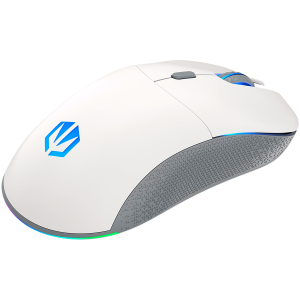 Mouse de gaming wireless Endorfy GEM Plus Onyx alb, senzor optic de jocuri PIXART PAW3395, 26000DPI, design ușor 74G, comutatoare KAILH GM 8.0, cablu Paracord de 1,6 m, patine PTFE, lumini ARGB, 2 ani garanție