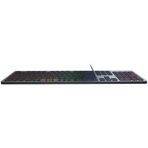 Tastatură pentru jocuri cu foarfece COUGAR VANTAR AX, comutatoare foarfece, Rollover cu 19 taste, mufă USB, efecte de lumină RGB, cadru CNC Unibody din aluminiu, 8 efecte de iluminare din spate, 445 X 127 X 15 (mm), lungime cablu 1,6 m, 626 g, Anti-fantom