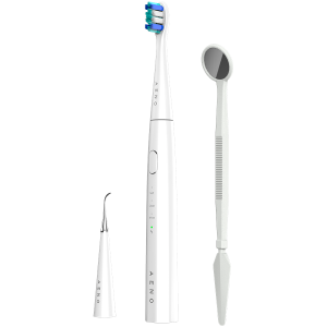 Periuță de dinți electrică AENO Sonic, DB8: alb, 3 moduri, 3 capete de perie + 1 instrument de curățare, 1 oglindă, 30000 rpm, 100 de zile fără încărcare, IPX7