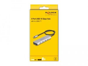 Delock USB 10 Gbps USB Type-C Hub with 4 x USB Type-C female with 35 cm connection cable