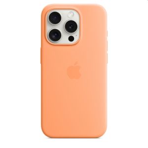 Husa din silicon Apple iPhone 15 Pro cu MagSafe - Sorbet portocaliu
