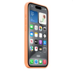 Husa din silicon Apple iPhone 15 Pro cu MagSafe - Sorbet portocaliu