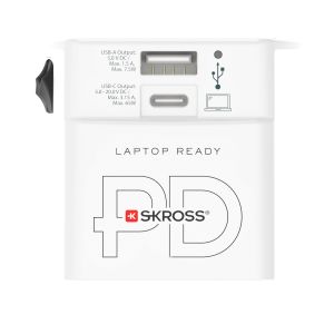 Adaptor SKROSS AC65PD, USB-A, USB-C, 1.302976, World, Alb