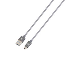 Cablu Skross, USB-A - USB-C, Impletitura metalica, 1,20 m, Gri