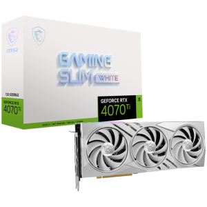 Placă video MSI Nvidia GeForce RTX 4070 Ti GAMING SLIM WHITE 12G, 12GB GDDR6X, 192-bit, 2730 MHz Boost, 7680 CUDA Cores, PCIe 4.0, 3x DP 1.4a, HDMI 2.1a, Triple Fan, Triple Recom, Triple RTX 3Y