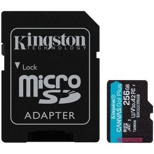 Card Kingston microSDXC Canvas Go Plus 170R A2 U3 V30 de 256 GB + ADP, EAN: 740617301250