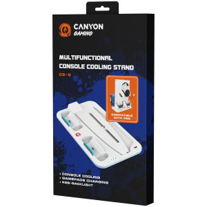 CANYON CS-5, Stand încărcător PS5, cu lumină RGB, 315*185*28mm, cu cablu 23CM+0.5cm, 475±10g, Alb
