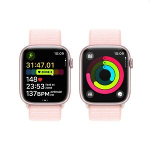 Ceasuri Apple Watch Series 9 GPS 45 mm carcasa roz din aluminiu cu sport roz deschisBuclă